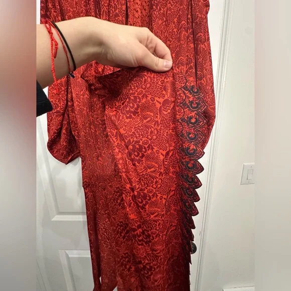 ✨ NWOT CHLOE Orange – red 1 bicolour flower jacquard - Picture 4 of 6